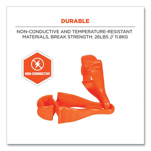 Ergodyne Squids 3400 Glove Clip Holder With Dual Clips 1x1x6.5 Acetal Copolymer Orange 100/Case