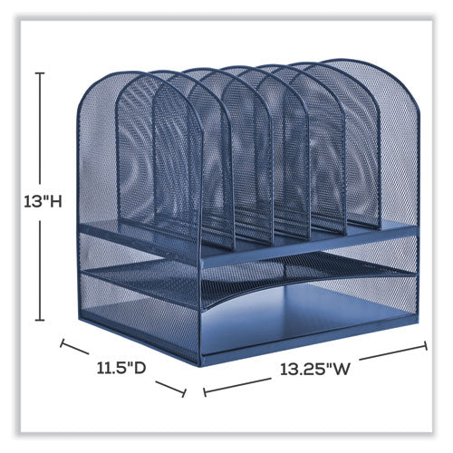 Safco Onyx Desk Organizer W/two Horizontal And Six Upright Sections Letter Size 13.25x11.5x13 Blue