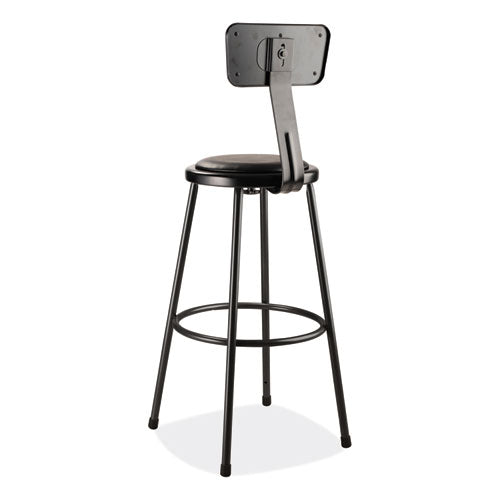 NPS 6400 Series Heavy Duty Vinyl Padded Stool W/backrest Supports 300lb 30" Seat Ht Black Seat/back/baseships In 1-3 Bus Days