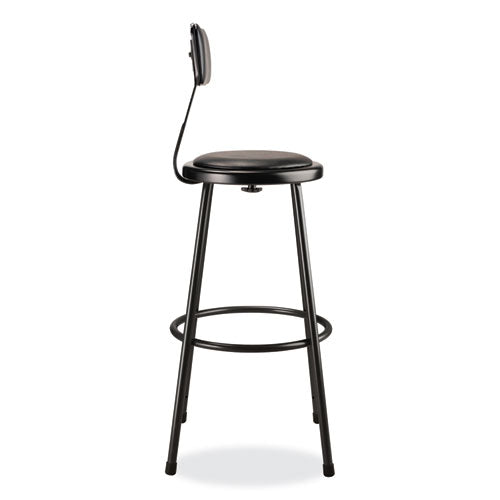 NPS 6400 Series Heavy Duty Vinyl Padded Stool W/backrest Supports 300lb 30" Seat Ht Black Seat/back/baseships In 1-3 Bus Days