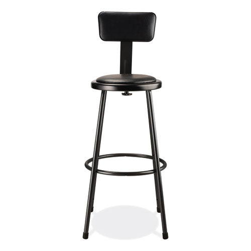 NPS 6400 Series Heavy Duty Vinyl Padded Stool W/backrest Supports 300lb 30" Seat Ht Black Seat/back/baseships In 1-3 Bus Days