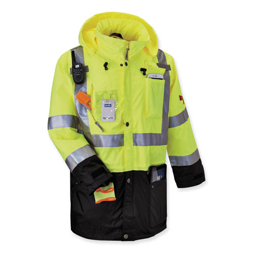 Ergodyne Glowear 8386 Class 3 Hi-vis Outer Shell Jacket Polyester Medium Lime