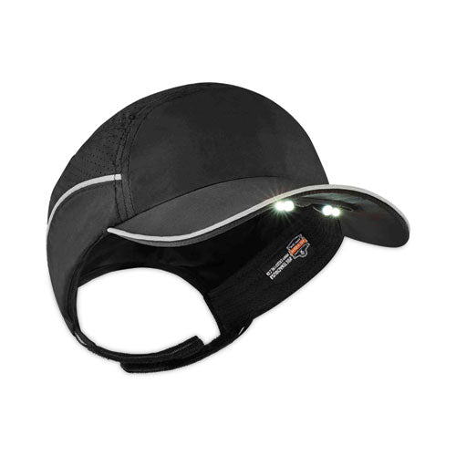 Ergodyne Skullerz 8965 Lightweight Bump Cap Hat With Led Lighting Long Brim Black