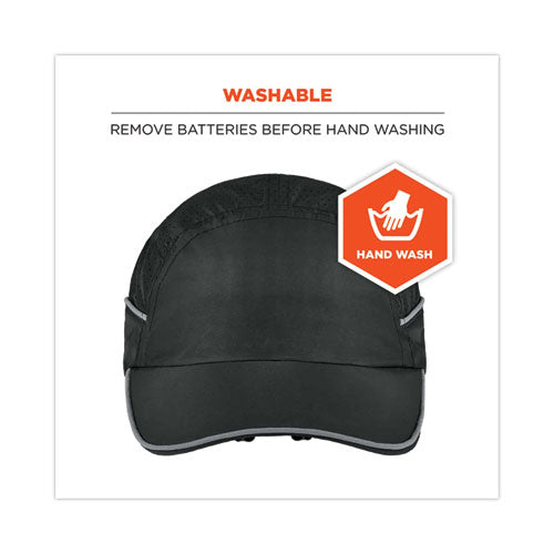 Ergodyne Skullerz 8965 Lightweight Bump Cap Hat With Led Lighting Long Brim Black