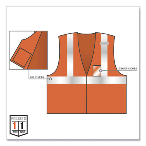 Ergodyne Glowear 8216ba Class 2 Breakaway Mesh Id Holder Vest Polyester 4x-large/5x-large Orange