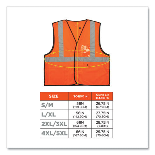 Ergodyne Glowear 8216ba Class 2 Breakaway Mesh Id Holder Vest Polyester 4x-large/5x-large Orange