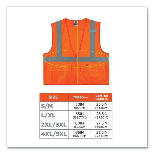 Ergodyne Glowear 8225z Class 2 Standard Solid Vest Polyester Orange 4x-large/5x-large