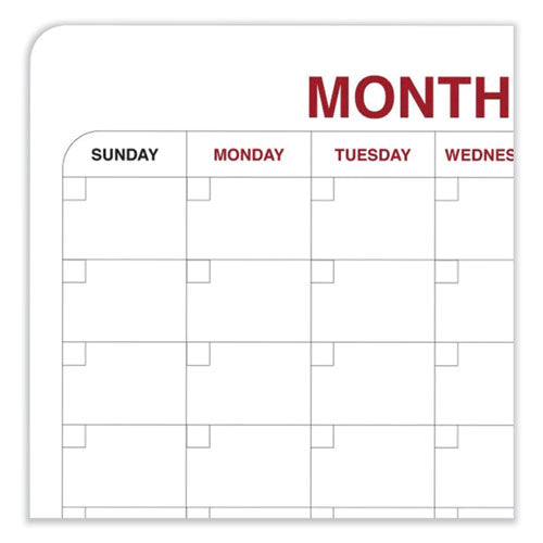 Ghent Monthly Planner Whiteboard With Radius Corners 36x24 White/red/black Surface