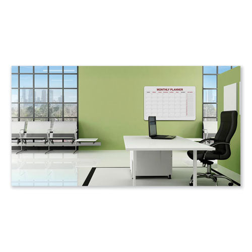 Ghent Monthly Planner Whiteboard With Radius Corners 36x24 White/red/black Surface