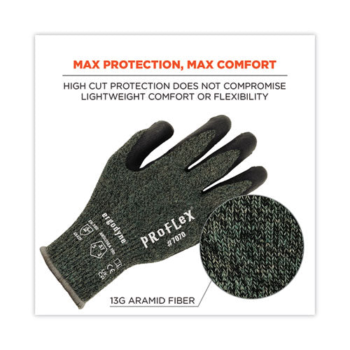 Ergodyne Proflex 7070 Ansi A7 Nitrile Coated Cr Gloves Green Medium 12 Pairs/pack