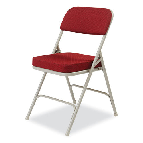 NPS 3200 Series Premium Fabric Dual-hinge Folding Chair Supports 300lb Burgundy Seat/back Gray Base2/ctships In 1-3 Bus Days
