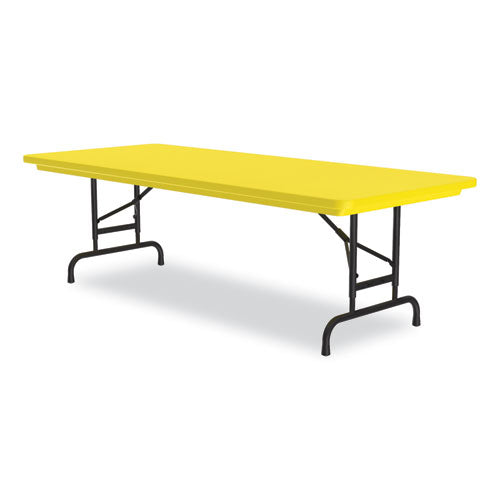 Correll Adjustable Folding Tables Rectangular 72"x30"x22" To 32" Yellow Top Black Legs 4/pallet