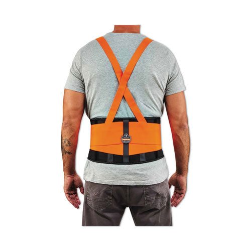 Ergodyne Proflex 100hv Economy Hi-vis Spandex Back Support Brace Small 25" To 30" Waist Black/orange