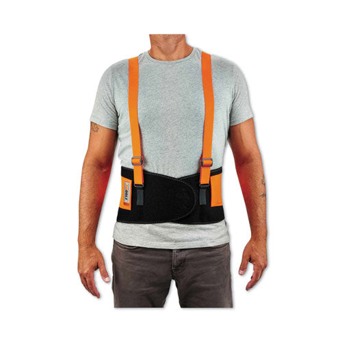 Ergodyne Proflex 100hv Economy Hi-vis Spandex Back Support Brace Small 25" To 30" Waist Black/orange