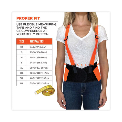 Ergodyne Proflex 100hv Economy Hi-vis Spandex Back Support Brace Small 25" To 30" Waist Black/orange