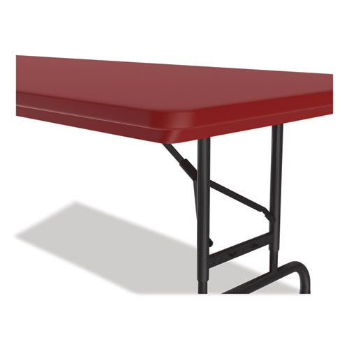 Correll Adjustable Folding Tables Rectangular 72"x30"x22" To 32" Red Top Black Base 4/pallet