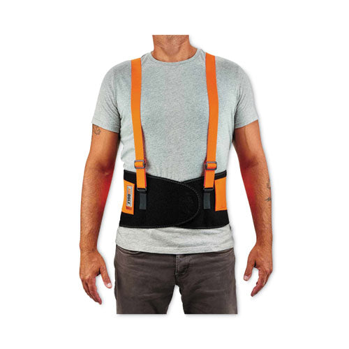 Ergodyne Proflex 100hv Economy Hi-vis Spandex Back Support Brace X-small 20" To 25" Waist Black/orange