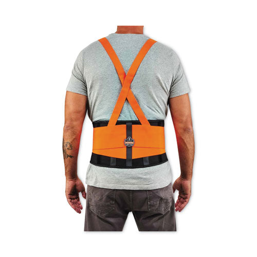 Ergodyne Proflex 100hv Economy Hi-vis Spandex Back Support Brace X-small 20" To 25" Waist Black/orange