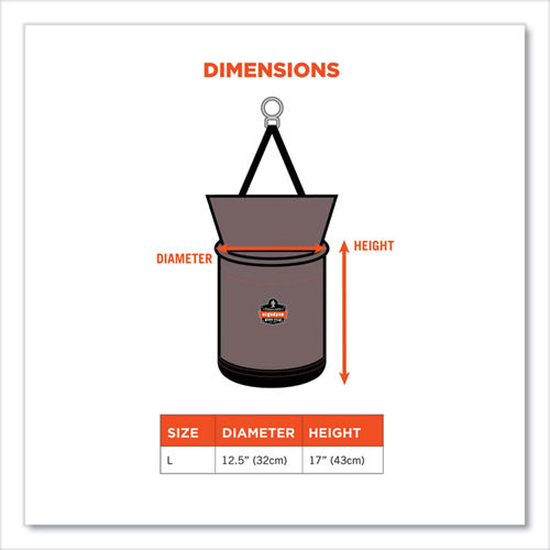 Ergodyne Arsenal 5974 Hoist Bucket Tool Bag W/ Swiveling Carabiner And Zipper Top 12.5x12.5x17 Gray