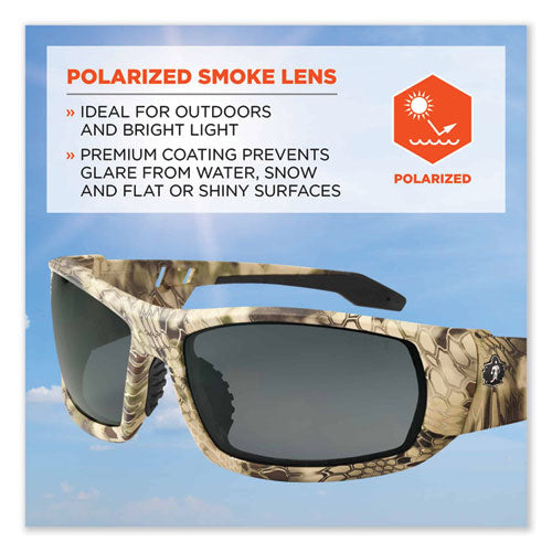 Ergodyne Skullerz Odin Safety Glasses Kryptek Highlander Nylon Impact Frame Polarized Smoke Lens