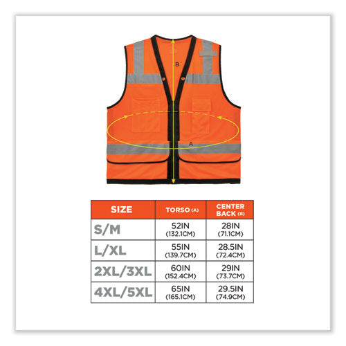 Ergodyne Glowear 8253hdz Class 2 Heavy-duty Mesh Surveyors Vest Polyester 4x-large/5x-large Orange