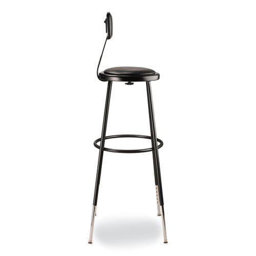 NPS 6400 Series Height Adj Heavy Duty Vinyl Padded Stool W/backrest Supports 300lb 32"-39" Seat Ht Blackships In 1-3 Bus Days