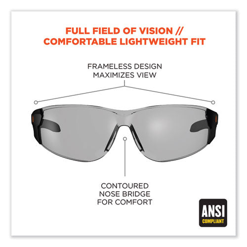 Ergodyne Skullerz Saga Frameless Safety Glasses Black Nylon Impact Frame Antifog Indr/outdr Polycarb Lensships In 1-3 Business Days