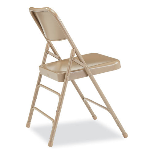 NPS 300 Series Deluxe All-steel Triple Brace Folding Chair Supports 480 Lb 17.25" Seat Ht Beige 4/ct Ships In 1-3 Bus Days