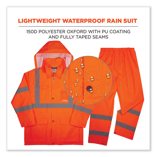 Ergodyne Glowear 8376k Lightweight Hv Rain Suit Large Orange