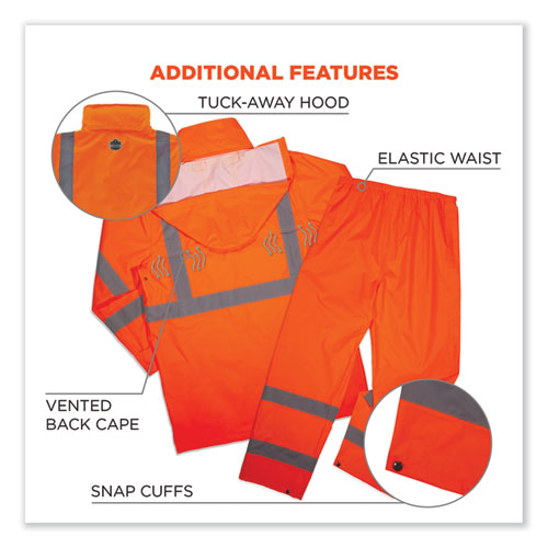 Ergodyne Glowear 8376k Lightweight Hv Rain Suit Large Orange