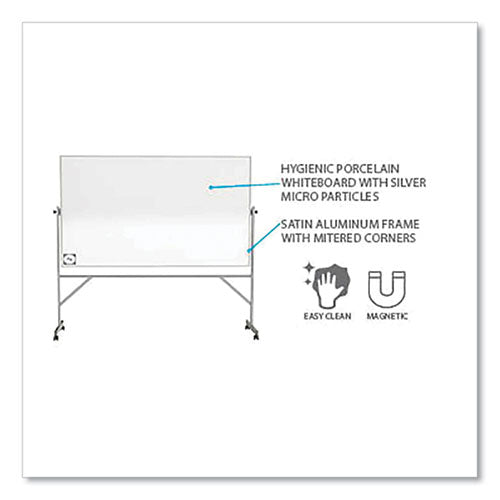 Ghent Reversible Magnetic Hygienic Porcelain Whiteboard Satin Aluminum Frame/stand 48x36 White Surface Ships In 7-10 Bus Days