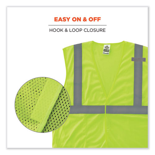 Ergodyne Glowear 8210hl Class 2 Economy Mesh Hook And Loop Vest Polyester Small/medium Lime