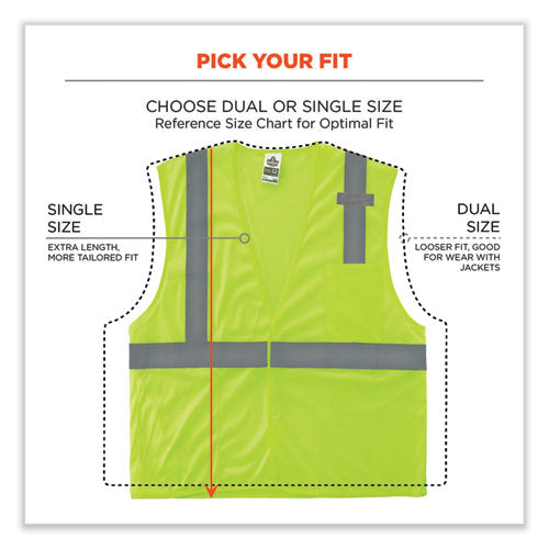 Ergodyne Glowear 8210hl Class 2 Economy Mesh Hook And Loop Vest Polyester Small/medium Lime