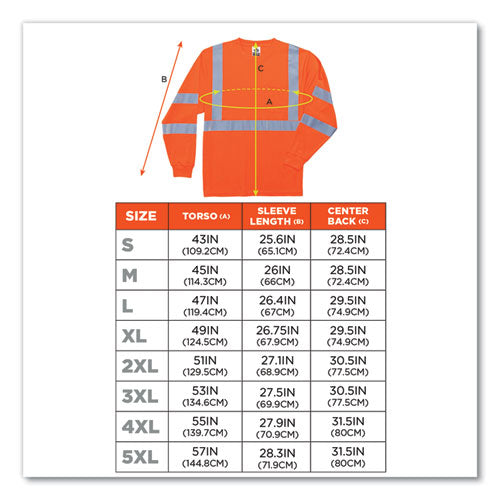 Ergodyne Glowear 8391 Class 3 Hi-vis Long Sleeve Shirt Polyester Orange 5x-large