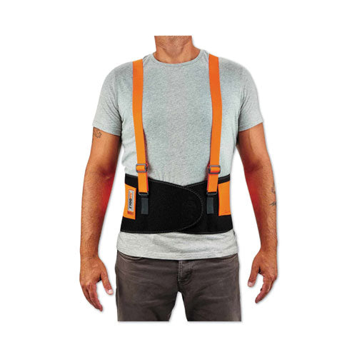 Ergodyne Proflex 100hv Economy Hi-vis Spandex Back Support Brace Medium 30" To 34" Waist Black/orange