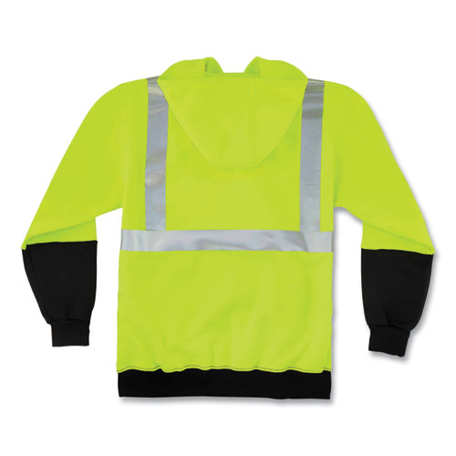 Ergodyne Glowear 8293 Hi-vis Class 2 Hooded Sweatshirt Black Bottom Polar Fleece Small Lime