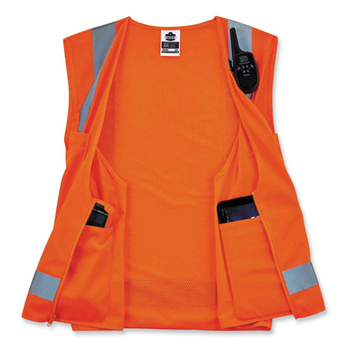 Ergodyne Glowear 8249z Class 2 Economy Surveyors Zipper Vest Polyester 4x-large/5x-large Orange