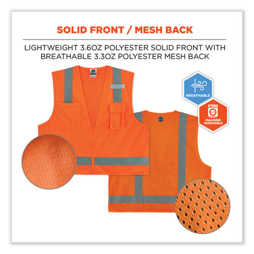 Ergodyne Glowear 8249z Class 2 Economy Surveyors Zipper Vest Polyester 4x-large/5x-large Orange