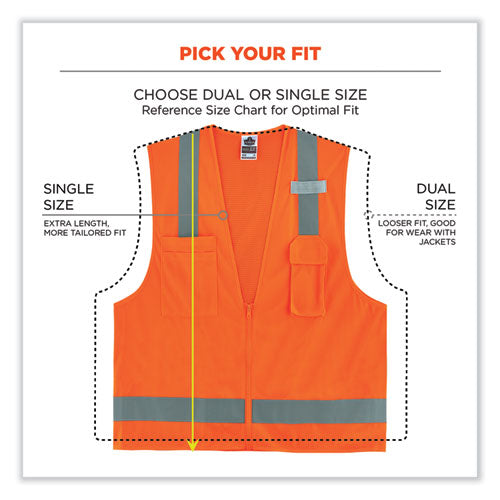 Ergodyne Glowear 8249z Class 2 Economy Surveyors Zipper Vest Polyester 4x-large/5x-large Orange