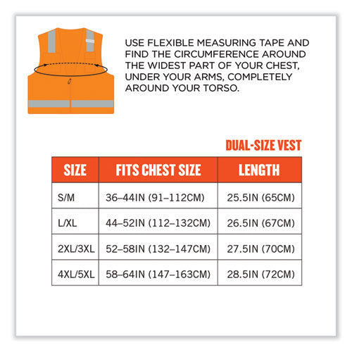 Ergodyne Glowear 8249z Class 2 Economy Surveyors Zipper Vest Polyester 4x-large/5x-large Orange