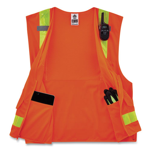 Ergodyne Glowear 8250zhg Class 2 Hi-gloss Surveyors Zipper Vest Polyester 2x-large/3x-large Orange