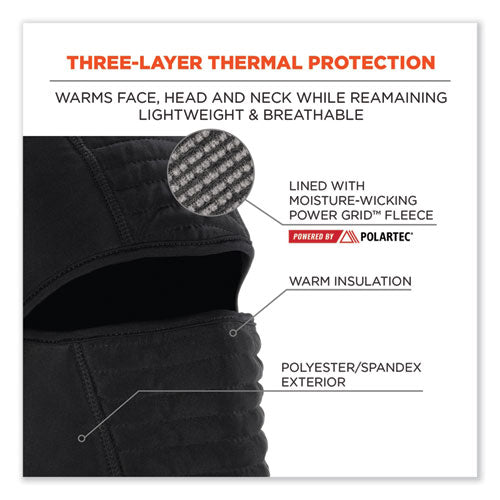 Ergodyne N-ferno 6955 Insulated 3-layer Balaclava Face Mask Polartec Fr Pwr Grid Fleece/poly-spandexblackships In 1-3 Business Days