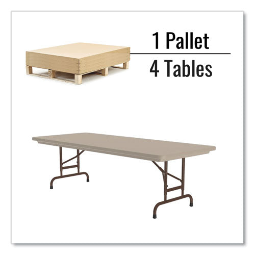 Correll Adjustable Folding Tables Rectangular 60"x30"x22" To 32" Mocha Top Brown Legs 4/pallet