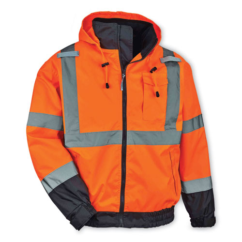 Ergodyne Glowear 8379 Class 3 Hi-vis Fleece Lined Bomber Jacket Orange X-large