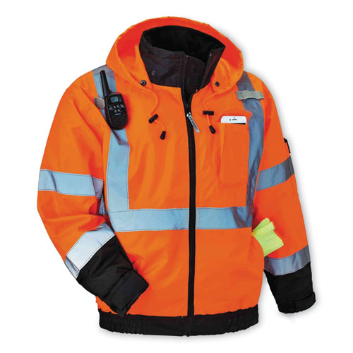 Ergodyne Glowear 8379 Class 3 Hi-vis Fleece Lined Bomber Jacket Orange X-large