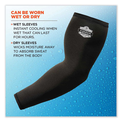 Ergodyne Chill-its 6690 Performance Knit Cooling Arm Sleeve Polyester/spandex Medium Black 2 Sleeves