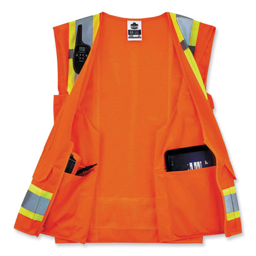 Ergodyne Glowear 8248z Class 2 Two-tone Surveyors Zipper Vest Polyester Large/x-large Orange