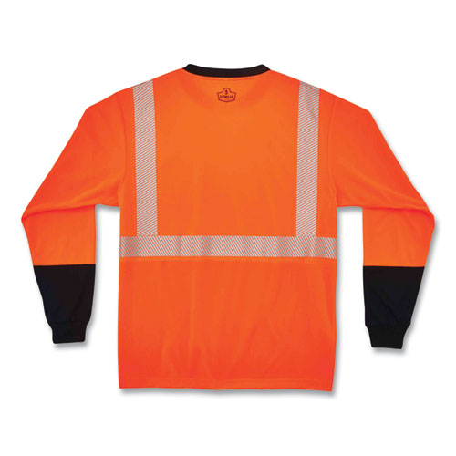 Ergodyne Glowear 8281bk Class 2 Long Sleeve Shirt With Black Bottom Polyester Large Orange