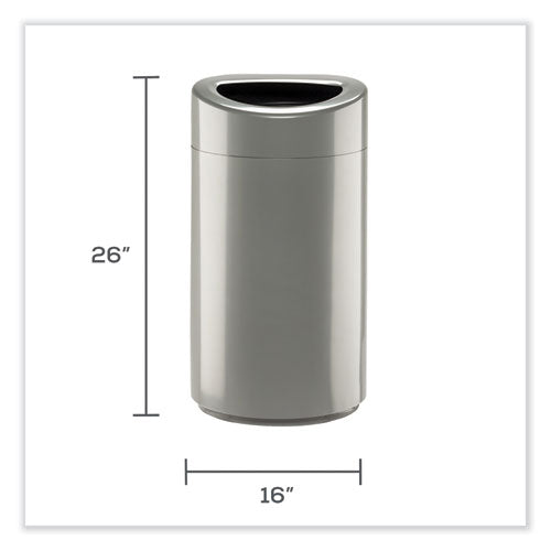 Safco Open Top Oval Waste Receptacle 14 Gal Steel Silver