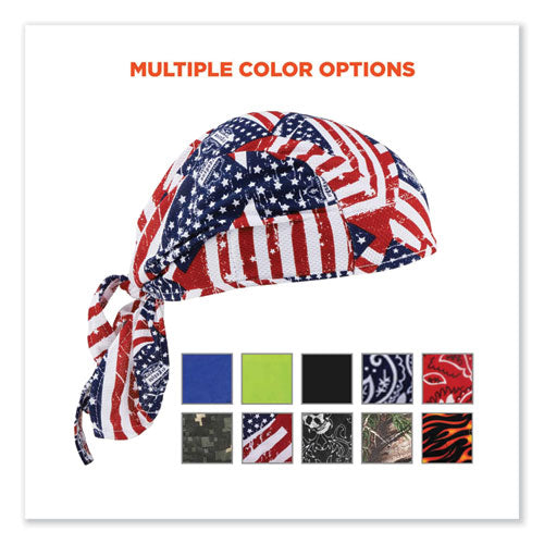 Ergodyne Chill-its 6615 High-perform Bandana Doo Rag W/terry Cloth Sweatband One Size Stars And Stripes